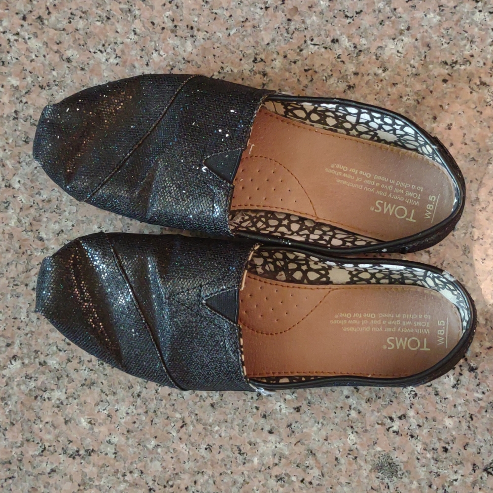 Tom's black glitter shoes size 8.5